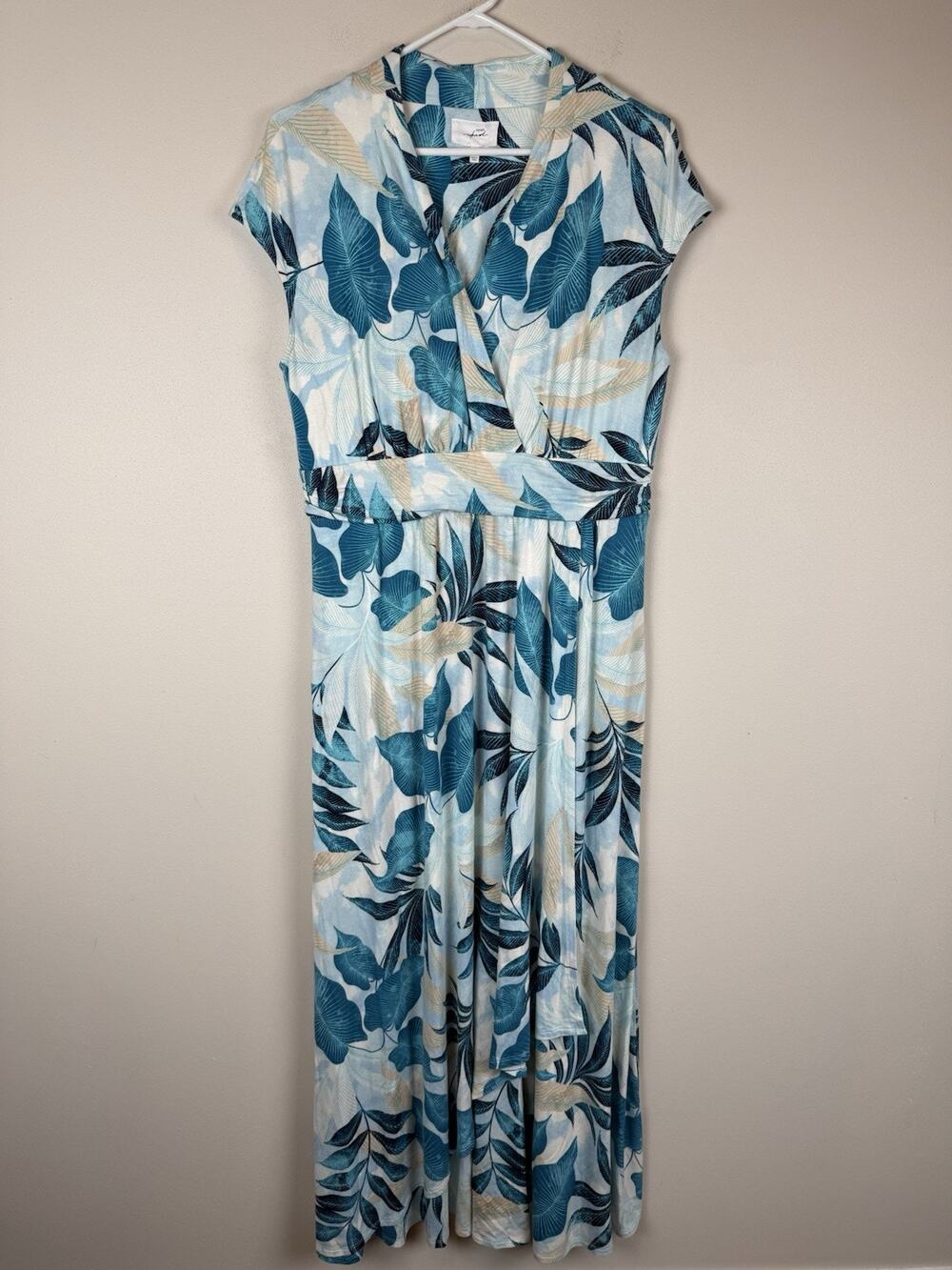 Soma Weekend Serenity Maxi Bra Dress Blue Tropical Comfort Travel Women’s L